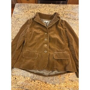 Vince Brown Corduroy Blazer Jacket Womens Size 12 Cotton Made in USA Button